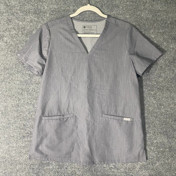 Figs Scrub Top Small Gray Technical Collection Casma V-Neck Three Pocket - Picture 2 of 13